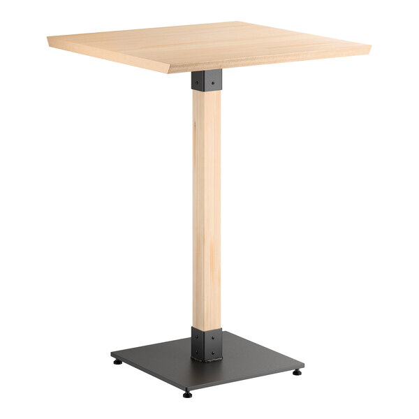 Lancaster Table & Seating Industrial 30" Square Solid Wood Live Edge Bar Height Table with Bleached Oak Finish