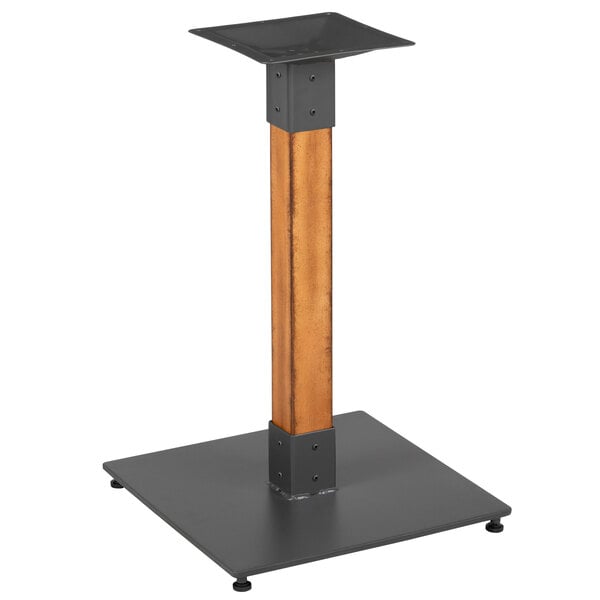 A Lancaster Table & Seating wooden and metal table base.