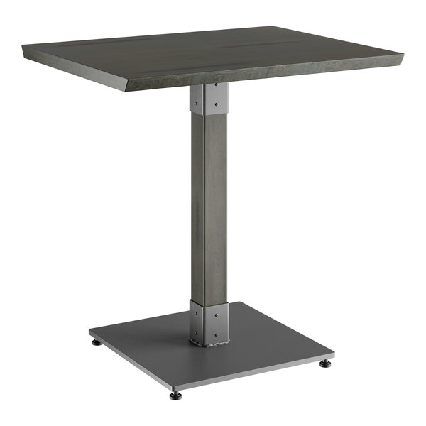 Lancaster Table & Seating Industrial 24" x 30" Solid Wood Live Edge Standard Height Table with Slate Gray Finish
