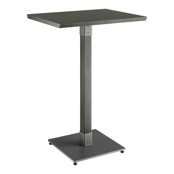 Lancaster Table & Seating Industrial 24" x 30" Solid Wood Live Edge Bar Height Table with Slate Gray Finish