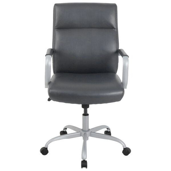 Alera ALEKA24149 Kathy Ireland by Alera Manitou Series HighBack Gray Leather Office Chair