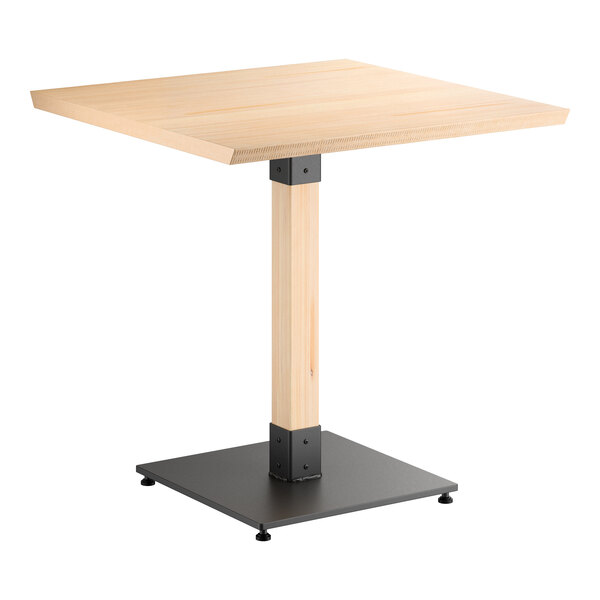 Lancaster Table & Seating Industrial 30" Square Solid Wood Live Edge Standard Height Table with Bleached Oak Finish