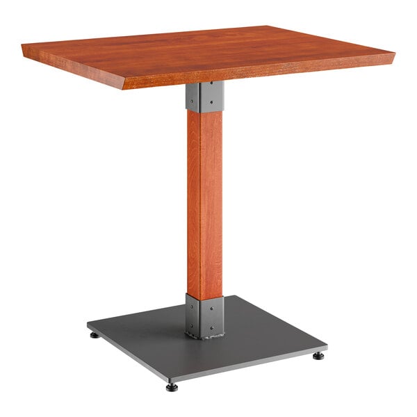 Lancaster Table & Seating Industrial 24" x 30" Solid Wood Live Edge Table with Rustic Mahogany Finish