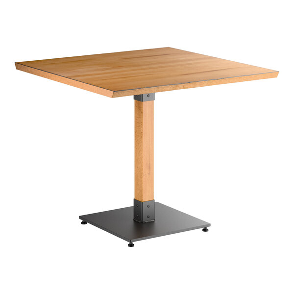 Lancaster Table & Seating Industrial 36" Square Solid Wood Live Edge Standard Height Table with Honey Maple Finish