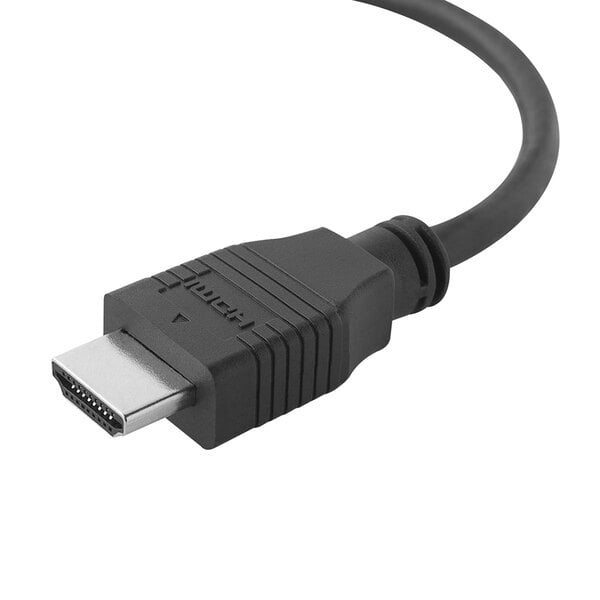 A black Belkin HDMI digital video cable with two male connections.