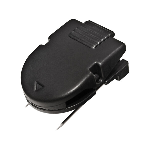 A black plastic Advantus fabric panel wall clip.