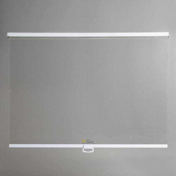 An Avantco white night curtain with a white border.