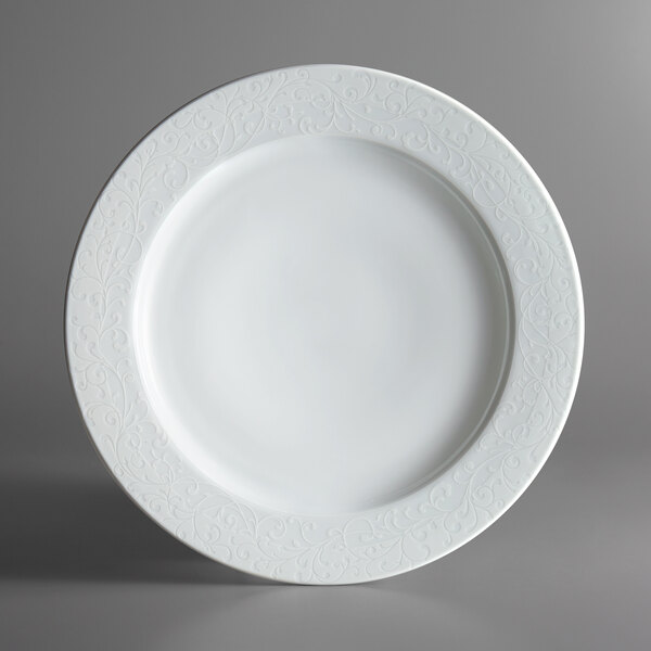 Oneida L5803050163 Ivy Flourish 12" Bright White Porcelain Plate 12/Case