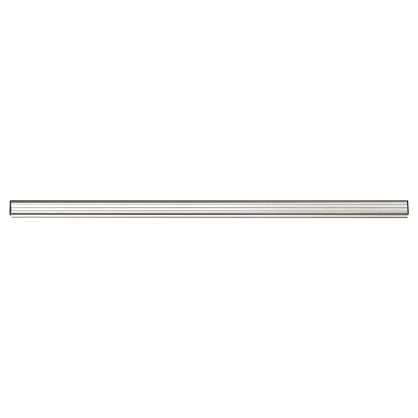 An Advantus aluminum display rail with a long silver metal rod.