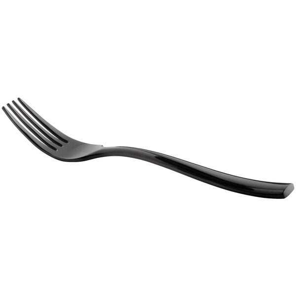 A Bon Chef Manhattan salad fork with a black handle.