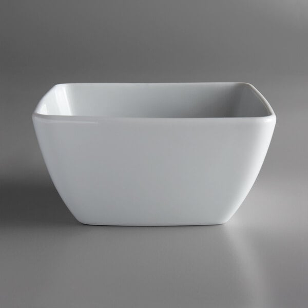 A white square Oneida Fusion porcelain bowl.