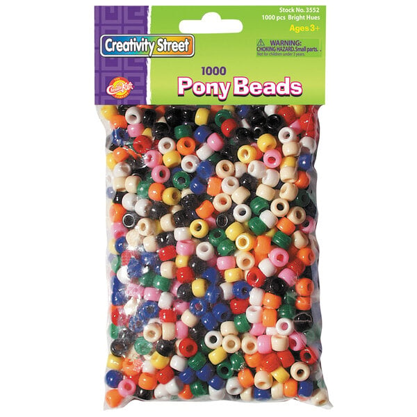 A bag of Creativity Street plastic pony beads in assorted colors.