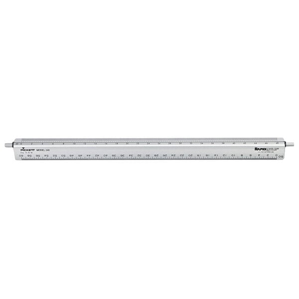 A silver metal Chartpak engineer's ruler.