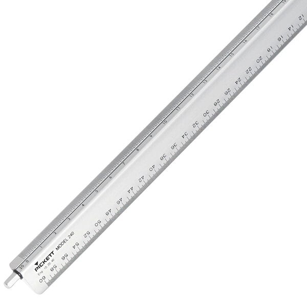 A white Chartpak aluminum engineer's ruler with black text.