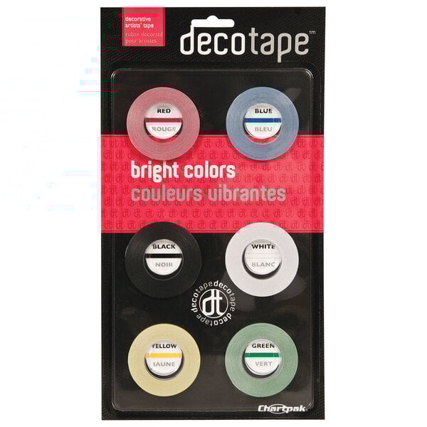 A package of Chartpak Deco Bright Assorted Colors tape.