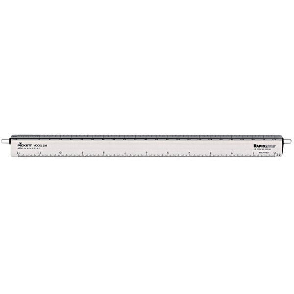 A white Chartpak aluminum ruler with black writing.