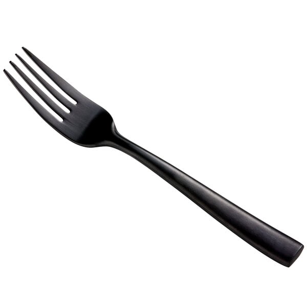 A Bon Chef stainless steel salad fork with a matte black handle.