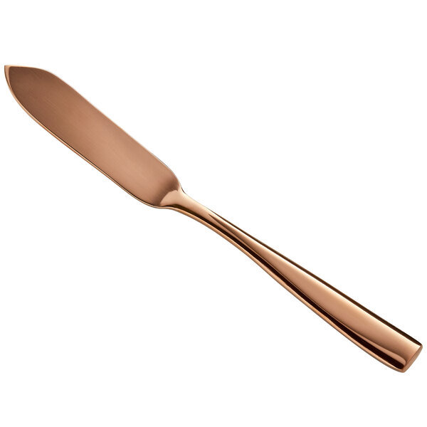 A Bon Chef rose gold stainless steel butter knife with a handle.