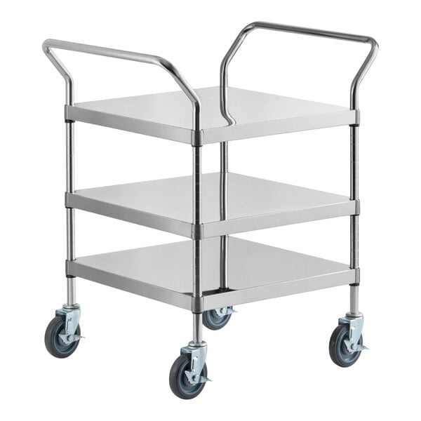 Regency Stainless Steel Three Shelf Utility Cart - 24" x 34" x 37"