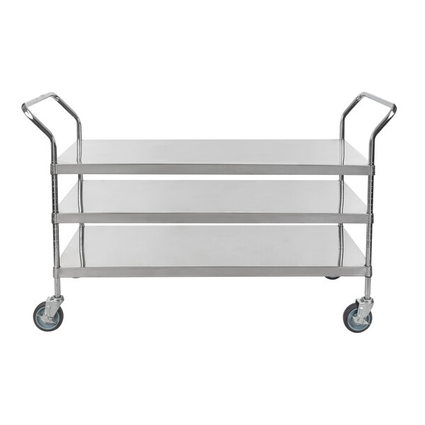 Regency 18 x 24 Three Shelf Chrome Utility Cart with U-Shaped Handle