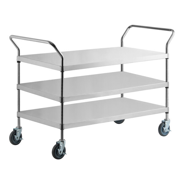 Regency Stainless Steel Three Shelf Utility Cart - 24" x 58" x 37"