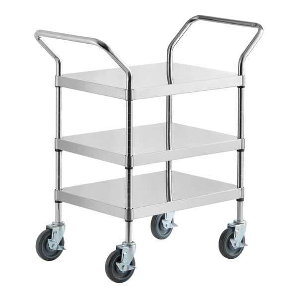 Regency Stainless Steel Three Shelf Utility Cart - 18" x 34" x 37"