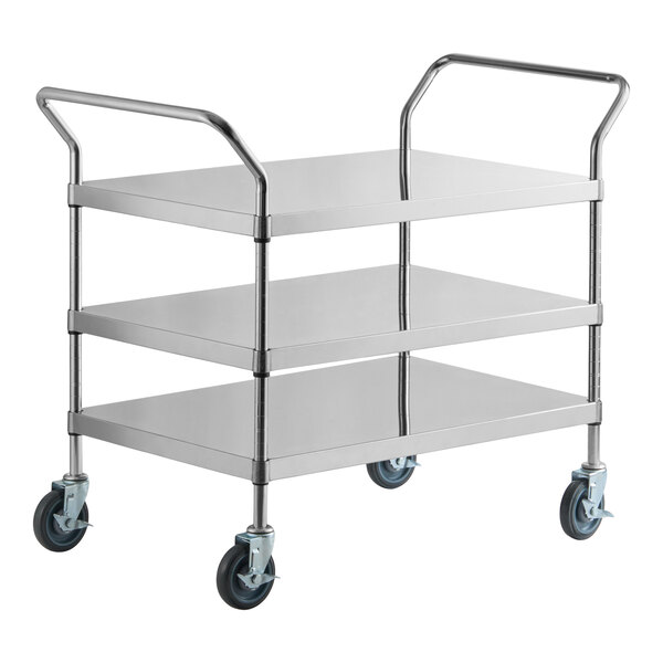 Regency Stainless Steel Three Shelf Utility Cart - 24" x 46" x 37"