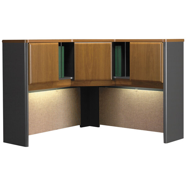 Bush Wc94467pk 48 3 Door Natural Cherry Corner Desk Hutch