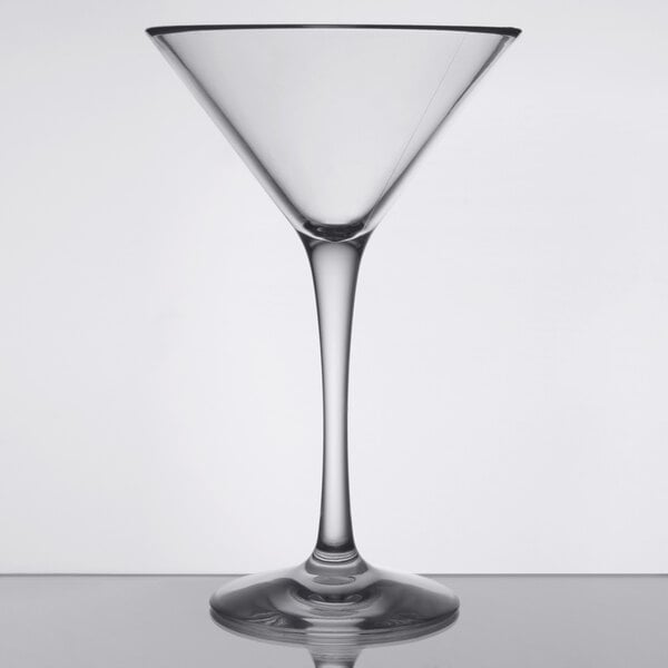 A Libbey Tritan plastic martini glass with a stem.