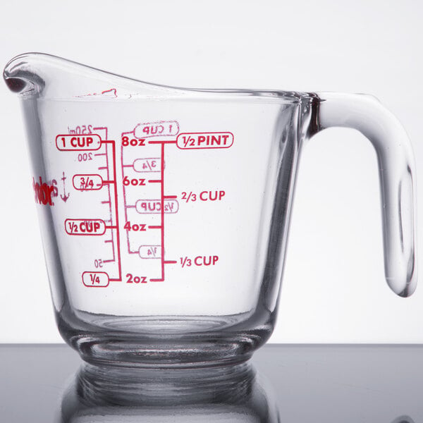 glass measuring cup with spout