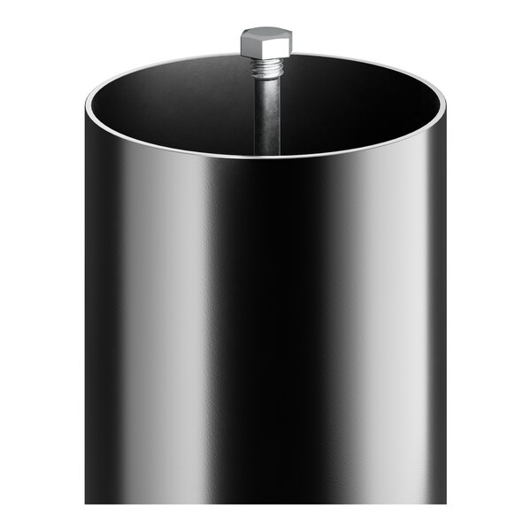A black metal cylinder with a metal rod.