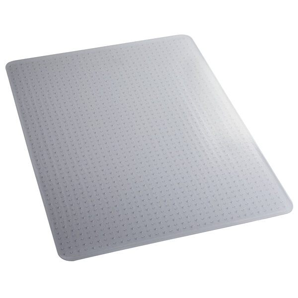 A clear ES Robbins chair mat with Crystal Edge and AnchorBar backing.