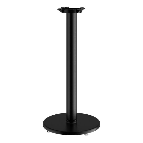 A Lancaster Table & Seating black cast iron counter height table base with a round base and pole.