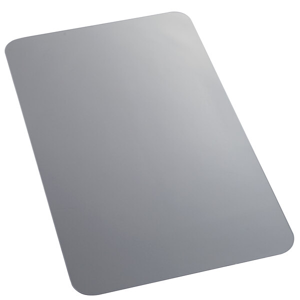 A close-up of an ES Robbins matte gray vinyl desk pad.