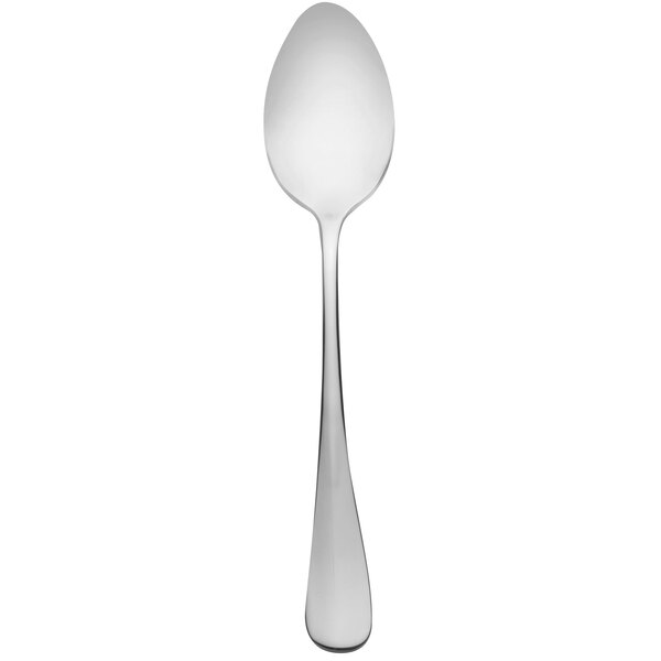A Oneida Baguette stainless steel teaspoon with a silver handle.