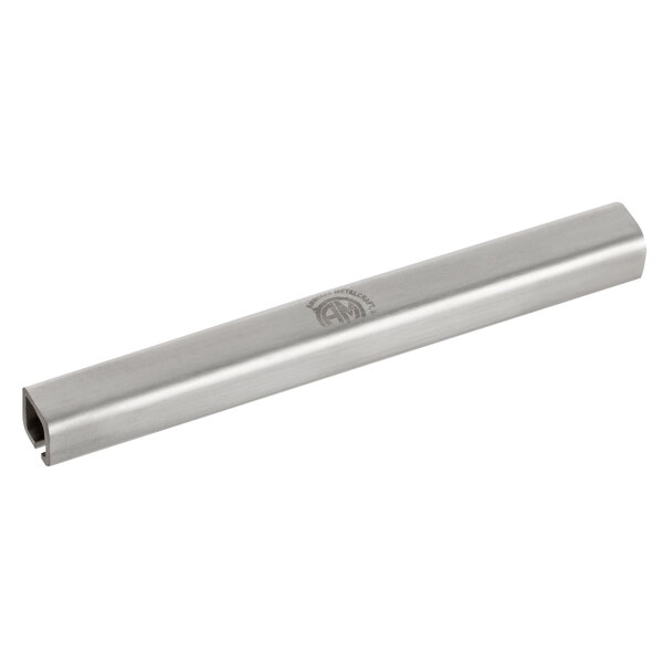 An American Metalcraft stainless steel square rod with a logo on it.