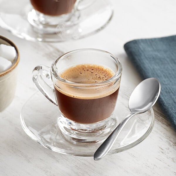 A glass espresso cup