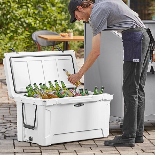 CaterGator CG100WH White 110 Qt. Rotomolded Extreme Outdoor Cooler
