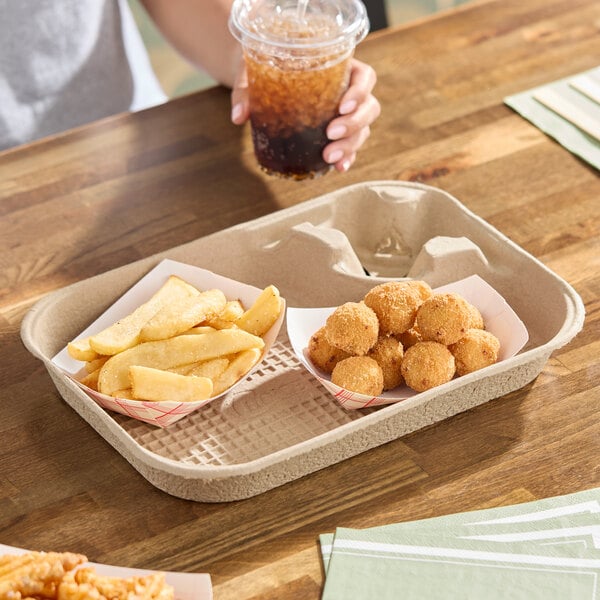 EcoChoice Pulp Fiber 8-32 oz. 1 Cup Carrier with Tray - 50/Pack