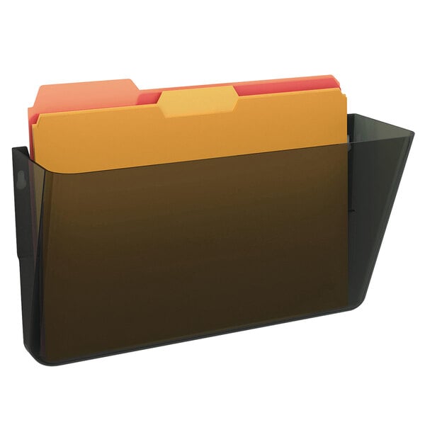 A Deflecto smoke wall pocket holding file folders.