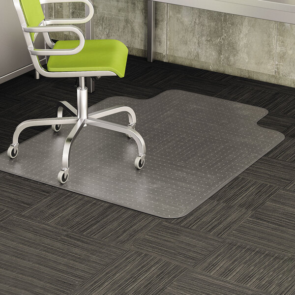 Deflecto CM13233 45" x 53" DuraMat Clear Vinyl Low Pile Carpet Lipped