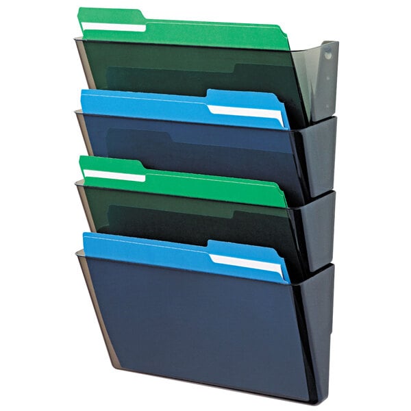 Deflecto 73402 DocuPocket Smoke 4-Pocket Stackable Wall File System