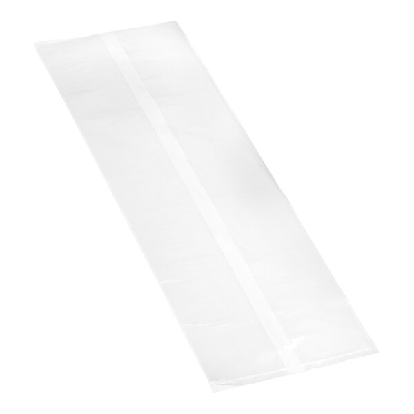A clear plastic LK Packaging food bag with a white strip containing white text.