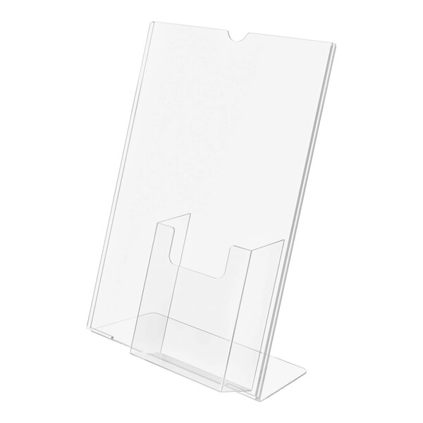 Deflecto 590501 Superior Image 8 1/2" x 11" Clear Slanted Sign Holder / Displayette with Brochure Pocket