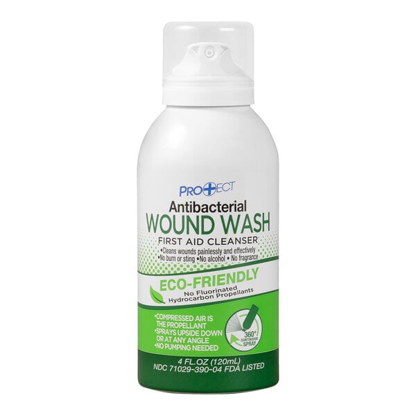 A 4 oz. can of Medi-First antibacterial wound wash continuous spray.
