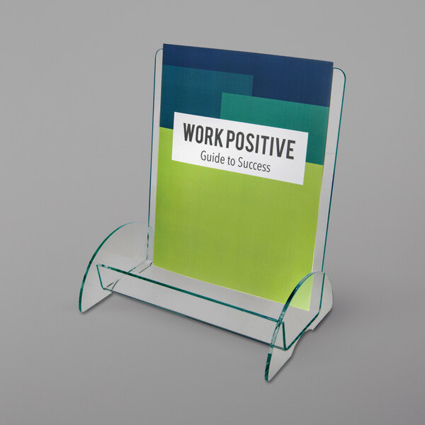 A clear plastic holder with a sign in it.