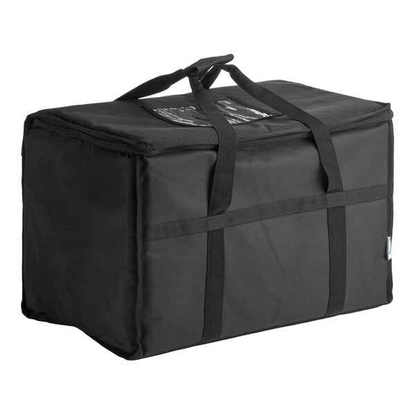 Choice Insulated 23" x 13" x 15" Customizable Black Nylon Food Delivery Bag / Pan Carrier - Holds up to (5) 2 1/2" Deep Full Size Pans