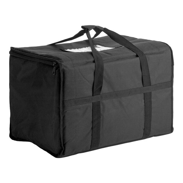 Choice Insulated 23" x 13" x 15" Customizable Black Nylon Food Delivery Bag / Pan Carrier - Holds up to (5) 2 1/2" Deep Full Size Pans