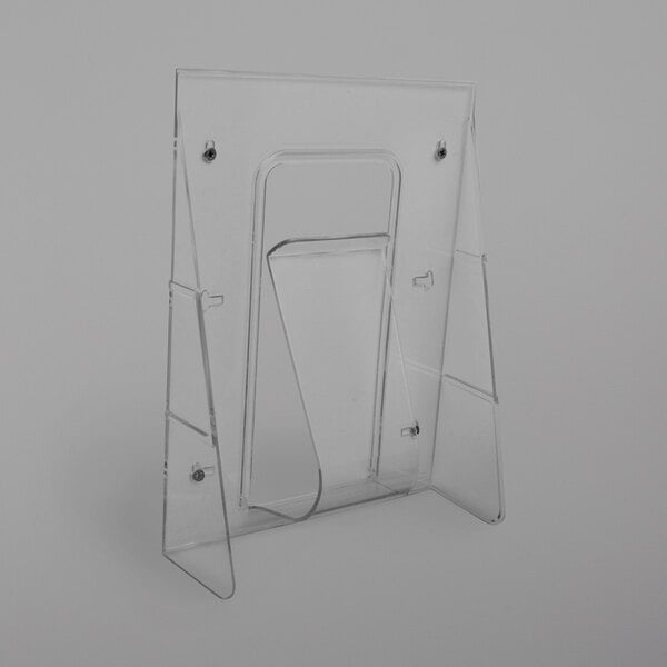 A clear plastic Deflecto magazine holder.