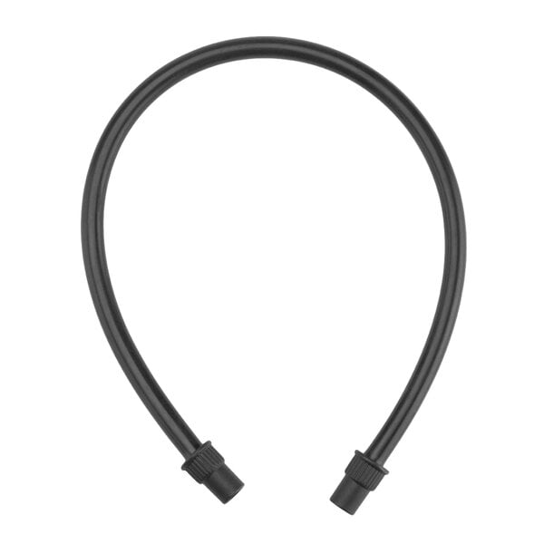 A black plastic tube with two black connectors on the ends.